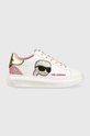 Karl Lagerfeld sneakers din piele KAPRI KC plată alb KL62570N.01P