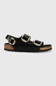 Кожаные сандалии Birkenstock Milano каблук отсутствует чёрный 1024211.Milano