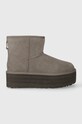 Μπότες σουέτ UGG Classic Mini Platform χωρίς φερμουάρ γκρί 1134991.SKP