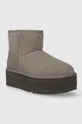Čizme za snijeg od brušene kože UGG Classic Mini Platform siva