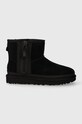 UGG śniegowce zamszowe Classic Ultra Mini II syntetyczny czarny 1144034.BLK