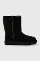 UGG śniegowce zamszowe Classic Short Bailey Zip na zamek czarny 1144043.BLK