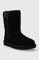 UGG śniegowce zamszowe Classic Short Bailey Zip 1144043.BLK czarny AA00