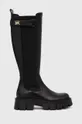 črna Usnjeni elegantni škornji Elisabetta Franchi Ženski