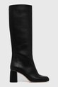 Red Valentino bőr csizma magas fekete 3Q2S0C58TPB.0NO