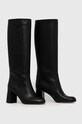 Red Valentino bőr csizma 3Q2S0C58TPB.0NO fekete AW23