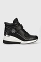 MICHAEL Michael Kors sneakersy skórzane Gentry koturn czarny 43F3GYFE2L.001