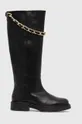 črna Usnjeni elegantni škornji Alohas Pier Ženski