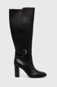 črna Usnjeni elegantni škornji Lauren Ralph Lauren Manchester Ženski
