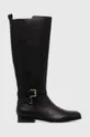 črna Usnjeni elegantni škornji Lauren Ralph Lauren Blayke Ženski