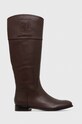 Lauren Ralph Lauren kozaki skórzane Justine płaski brązowy 802915418003.200