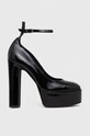 Pinko czółenka skórzane Puccini Mary Jane powyżej 8 cm czarny 102011.A18Q.Z99