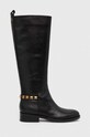 Guess kozaki skórzane BOSSY płaski czarny FL8BYO.LEA11.BLACK