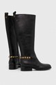 Obuwie Guess kozaki skórzane BOSSY FL8BYO.LEA11.BLACK czarny