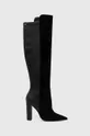 črna Usnjeni elegantni škornji Guess SEVILLA Ženski