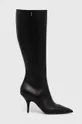 črna Usnjeni elegantni škornji Patrizia Pepe Ženski