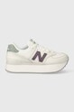 New Balance sneakers din piele WL574ZFG platformă alb WL574ZFG