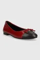 Tory Burch bőr balerina cipő CAP-TOE BALLET 154510.200 piros AW23