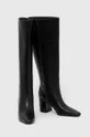 Usnjeni elegantni škornji Tory Burch BANANA TALL BOOT črna