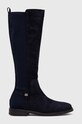 Kozačky Tommy Hilfiger TOMMY ESSENTIALS LONGBOOT textilní námořnická modř FW0FW07476