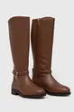 Δερμάτινες μπότες Tommy Hilfiger ELEVATED ESSENT THERMO LONGBOOT καφέ