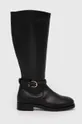 črna Usnjeni elegantni škornji Tommy Hilfiger ELEVATED ESSENT THERMO LONGBOOT Ženski