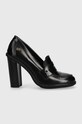 Tommy Hilfiger czółenka skórzane TOMMY ESSENTIAL LOAFER PUMP słupek czarny FW0FW07532
