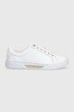 Tommy Hilfiger sneakersy skórzane GOLDEN HW COURT SNEAKER płaska biały FW0FW07560