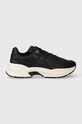 Kožne tenisice Tommy Hilfiger CHUNKY QUILTED MONO RUNNER platforma crna FW0FW07646
