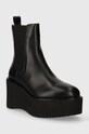 Tommy Hilfiger sztyblety skórzane ELEVATED WEDGE BOOTIE FW0FW07657 czarny AW23