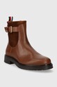 Δερμάτινες μπότες Tommy Hilfiger BELT BOOTIE MATERIAL MIX FW0FW07477 καφέ AW23