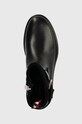 Tommy Hilfiger botki skórzane BELT BOOTIE MATERIAL MIX czarny FW0FW07477