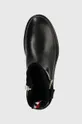 čierna Kožené členkové topánky Tommy Hilfiger BELT BOOTIE MATERIAL MIX