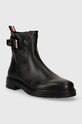 Kožne gležnjače Tommy Hilfiger BELT BOOTIE LEATHER FW0FW07479 crna AW23