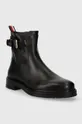Δερμάτινες μπότες Tommy Hilfiger BELT BOOTIE LEATHER μαύρο