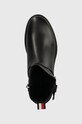Tommy Hilfiger bőr csizma BELT BOOTIE LEATHER fekete FW0FW07479