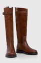 Kožne čizme Tommy Hilfiger CASUAL ESSENTIAL BELT LONGBOOT FW0FW07480 smeđa AW23