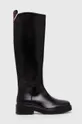 μαύρο Δερμάτινες μπότες Tommy Hilfiger COOL ELEVATED LONGBOOT Γυναικεία