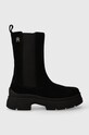 Semišové kotníkové boty Tommy Hilfiger ESSENTIAL SUEDE CHELSEA BOOT platforma černá FW0FW07489