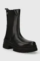 Tommy Hilfiger bőr bokacsizma ESSENTIAL LEATHER CHELSEA BOOT fekete