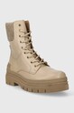 Tommy Hilfiger botki skórzane FEMININE FELT LACE UP BOOTIE FW0FW07500 beżowy AW23