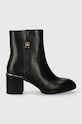 Tommy Hilfiger botki skórzane FEMININE TH HARDWARE MID BOOTIE słupek czarny FW0FW07539