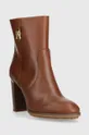 Шкіряні черевики Tommy Hilfiger FEMININE TH HARDWARE BOOTIE коричневий