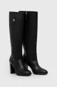 Шкіряні чоботи Tommy Hilfiger FEMININE TH HARDWARE LONGBOOT чорний