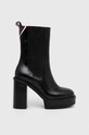 Кожени боти челси Tommy Hilfiger CHELSEA ELEVATED PLATEAU CHELSEA BOOTIE гладка кожа черен FW0FW07542