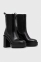 Кожени боти челси Tommy Hilfiger CHELSEA ELEVATED PLATEAU CHELSEA BOOTIE FW0FW07542 черен AW23