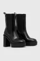 Tommy Hilfiger bőr bokacsizma CHELSEA ELEVATED PLATEAU BOOTIE fekete