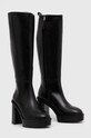 Tommy Hilfiger kozaki skórzane ELEVATED PLATEAU LONGBOOT FW0FW07545 czarny AW23