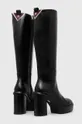 Tommy Hilfiger stivali in pelle ELEVATED PLATEAU LONGBOOT Gambale: Pelle naturale Parte interna: Materiale tessile, Pelle naturale Suola: Materiale sintetico