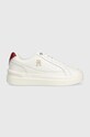 Kožne tenisice Tommy Hilfiger TH ELEVATED COURT SNEAKER ravni bijela FW0FW07568